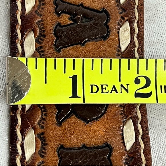 Vintage Brazos Joe Tooled Leather Belt with Margaret stamped on back - Picture 10 of 13
